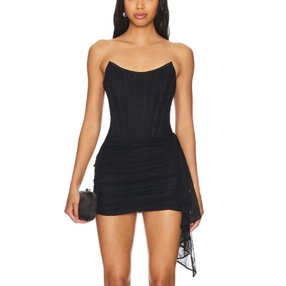 REVOLVE Dresses & Skirts - NEW NBD Revolve Lynette Corset Strapless Mini Dress Black Lace Size Large